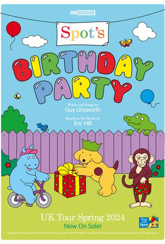 image of spot the dog with friends and a banner saying birthday party above them