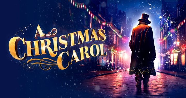 Scrooge walking down a Victorian street
