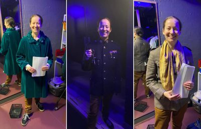 3 images of Lotte Wakeham in different costumes.