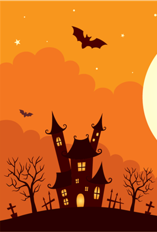 Spooky halloween scene with orange background
