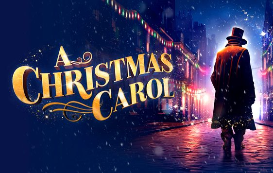 Scrooge walking down a Victorian street