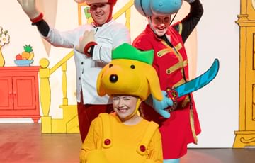 Spot the Dog with his friends Hippo dressed up as a pirate and Monkey dressed in a chefs outfit