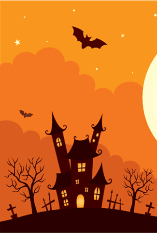 Spooky halloween scene with orange background